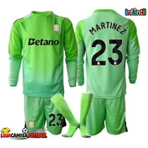 Camisa de Futebol Aston Villa Emiliano Martinez #23 Goleiro Equipamento Secundário Infantil 2025-26 Manga Comprida (+ Calças curtas)